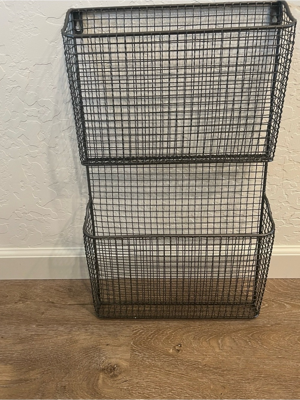 Wire Mesh Wall Basket Trio in Dark Gray